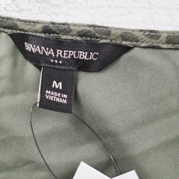 Banana Republic Women Blouse V Neck Long Sleeve Geometric Polyester Green Size M - Picture 5 of 5